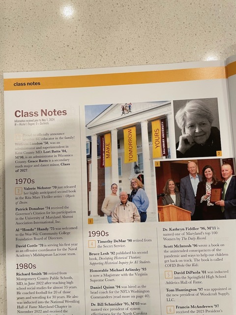 Yearbook class notes page with photos.
